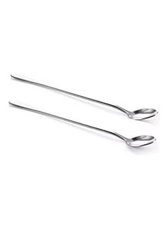 اشتري 2 Pcs Long Handled Stainless Steel Coffee Spoon Ice Cream Dessert Tea Spoon For Picnic Kitchen Accessories Silver في مصر