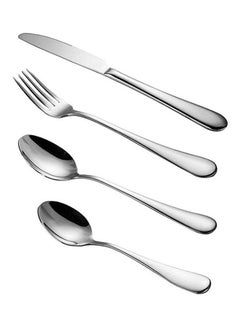 اشتري 4-Piece Flatware Set Stainless Steel Cutlery Set Knife Fork Spoons Sets Silver في مصر