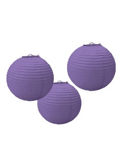 Buy 3-Piece Round Paper Lantern Set New Purple 9.5inch in Saudi Arabia