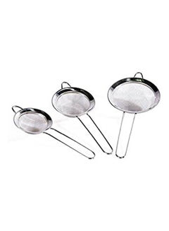 Buy Piece Stainless Steel Strainer Set 3 Silver in Egypt