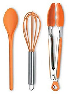 اشتري Set Of 3 Silicone And Stainless Steel Kitchen Tools Multicolour 27X12X5,5cm في مصر