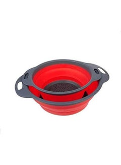 Buy Colander Fruit Vegetable Washing Basket Strainer Collapsible Drainer With Handle Red in Egypt