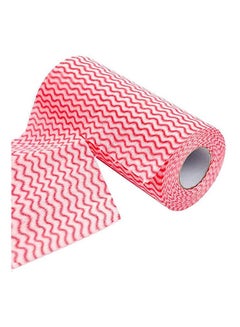 اشتري Non Woven Reusable Cleaning Wipe Wash Towel For Kitchen - Household 50Pcs Roll Red 25.5x29cm في الامارات