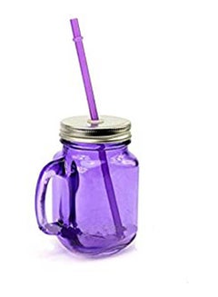 اشتري Stylish Elegant Glass Mug With Straw Purple في مصر