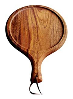 Buy Wood Round Tray For Pizzas And Appetizers Beige 30X40cm in Egypt