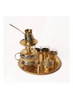 اشتري 12-Piece Full-Fledged Copper Kit For Making Turkish Coffee Gold في مصر