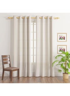 Buy 2-Piece Sheer Curtain Set Beige 140x300cm in Saudi Arabia