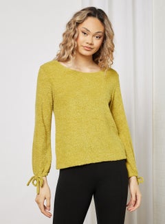 Buy Knit Long Sleeve T-Shirt Mustard in UAE