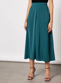 Buy Women Elastic Waistband Midi Skirt Green in Saudi Arabia