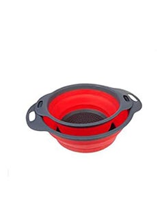 اشتري Silicone Colander Fruit Vegetable Washing Basket Strainer Collapsible Drainer With Handle Red في مصر