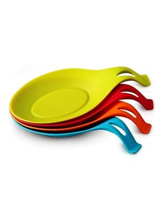 Buy Silicone Spoon Rest Kitchen Spoon Holder 4 Pack Multicolour in Saudi Arabia