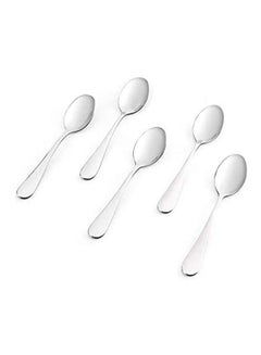 Buy Soup Spoons Round Stainless Steel Bouillon Spoons Set Of 5 Silver in Egypt