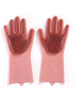 Buy Housework Cleaning Non-slip Washing Gloves Pink 20x13cm in Egypt