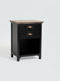 Buy Bedside Table Luxurious - Size Solid Wood Natural/Black Nightstand Comdina - Bedroom Furniture in UAE