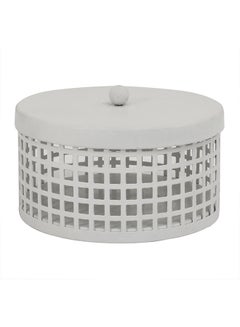 Buy HOME TOWN Metal Round Box 
 -  Small White 13x7cm in UAE