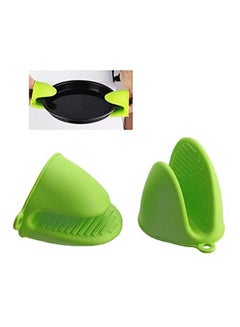 Buy 2Pc Baking Bbq Cook Tools Kitchen Non-Slip Heat Resistant Oven Mitts Glove Grip Oven Pot Holder Green in Egypt