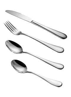 Buy 4-Piece Flatware Set Stainless Steel Cutlery Set Knife Fork Spoons Sets Silver in Egypt