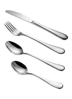 اشتري 4-Piece Flatware Set Stainless Steel Cutlery Set Knife Fork Spoons Sets Silver في مصر