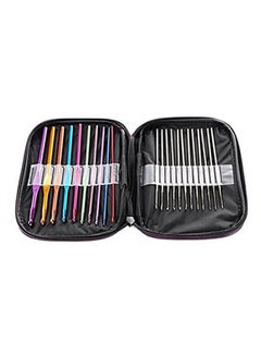 اشتري 22 Pieces Mixed Aluminum Handle Crochet Hooks Knitting Knit Needles Weave Yarn Set Multicolour في مصر