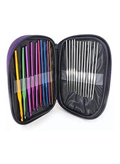 اشتري Aluminum Handle Crochet Hooks Knitting Knit Needles Weave Yarn 22 Pcs Multicolour في مصر