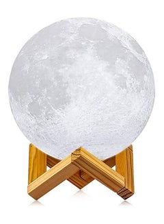 اشتري 3D Print Moon Light 16 Colors Tap Control Rechargeable Moon Lamp White في مصر