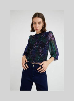 Buy Floral Long Sleeve Blouse Violet Print in Egypt