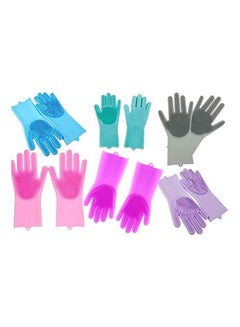 اشتري Heat Resistant Non-slip Waterproof Durable Silicone Dishwashing Gloves Multicolour في مصر