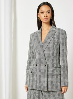 Buy Kyria Longline Checked Blazer Black in UAE