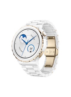 Buy Watch GT 3 Pro Smart Watch Gold Bezel White Ceramic Case With White Ceramic Strap in UAE