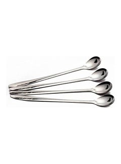 اشتري Set Of 4 Long Handle Tea Coffee Icecream Spoon Silver في مصر