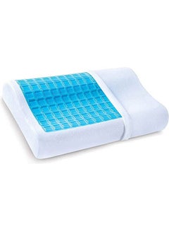 اشتري Gel Memory Foam Pillow - Comfortable Cooling Pillow Neck Pain Combination White-Blue في مصر