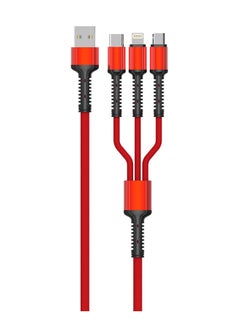 Buy 3-In-1 Data Sync And Fast Charging Cable Red/Black in UAE
