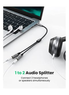 UGREEN 3.5mm Splitter Double Headphone Jack Stereo Audio Adapter 2 Way Aux  Dual Earphone Mini Jack 1 Male to 2 Female Y Cable for PC Laptop MacBook  Pro 2021 TV iPad Black