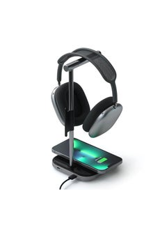 Buy 2-in-1 Headphone Stand With Wireless Charger Silver in UAE