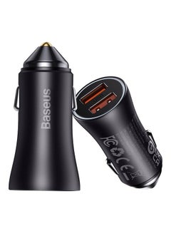 Buy 60W Dual USB A Port Car Charger Single Port 30W MAX Fast Flash Charging, Multiple Protections, LED Ring Light Power Indicator for Smartphones/Tablets/Game Machine/Cameras Grey in Egypt