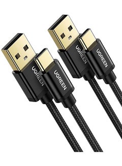 اشتري مجموعة كابلات بيانات USB C بطول 1 متر للشحن السريع وبسلك مضفر من النايلون بشدة تيار 3 أمبير من USB A إلى USB C متوافق مع هواتف سامسونج، ولابتوب ماك بوك برو، وجهاز نينتندو سويتش، ولابتوب هواوي ميت بوك وآي باد ميني 6 وما إلى ذلك من قطعتين أسود في السعودية