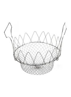 Buy Collapsible Colander Mesh Basket Steam Rinse Strainer Stainless Steel Filter Silver in UAE