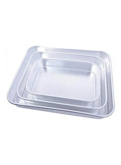 Buy Rectangle Baking Tray Set Of 3Pcs Silver in Egypt