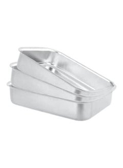 اشتري Set Of 3 Pcs Oblong Oven Tray Silver في مصر