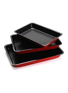 اشتري 3 Non-Stick Roast-N-Bake Pan Set Red في مصر