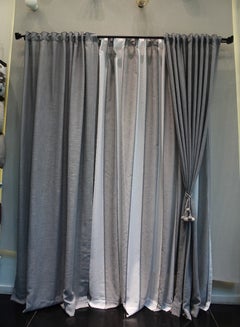 اشتري 1 Panel Of Vertical Stripes Paris Curtain Grey-White 3x2.8meter في مصر