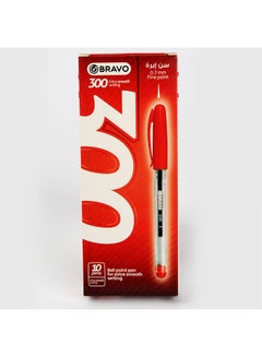 Buy 10-Piece 0.7mm Ballpoint Pen Set Model 300 Red in Egypt