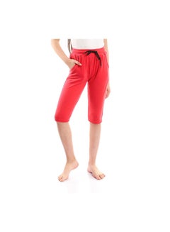 Buy Casual Plain Basic High-Rise Pants Light Red in Egypt