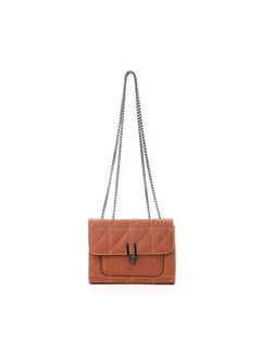 اشتري Stitched Cross-Body Bag With Metal Handle Brown في مصر