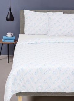 Buy Duvet Cover Set - With 1 Duvet Cover 200X200 Cm And 2 Pillow Cover 50X75 Cm - For Queen Size Mattress - Springfield Blue 100% Cotton Percale 180 Thread Count Springfield Blue in UAE