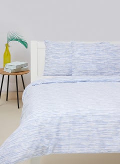 Buy Duvet Cover Set- With 1 Duvet Cover 260X220 Cm And 2 Pillow Cover 50X75 Cm - For King Size Mattress - Melangic Blue 100% Cotton Percale 144 Thread Count Cotton Melangic Blue in Saudi Arabia