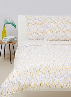 Buy Duvet Cover Set - With 1 Duvet Cover 200x200 Cm And 1 Pillow Cover 50x75 Cm  - For Queen Size Mattress Cotton Munsell Yellow/Violet in Saudi Arabia