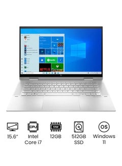 Buy ENVY 15T-ES000 X360 Touchscreen Laptop With 15.6-Inch FHD Display, Core i7-1165G7 Processer/12GB RAM/512GB SSD/Intel Iris Xe Graphics /International Version English Silver in UAE