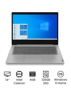 اشتري Ideapad 3 Laptop With 14-Inch Display, Celeron N4020 Processor/4GB RAM 128GB SSD/Intel UHD Graphics/Windows 11 Home English/Arabic Grey في الامارات