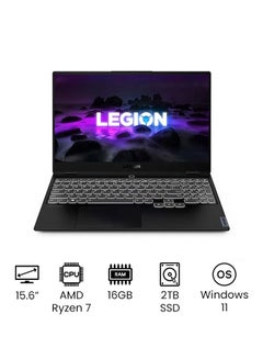 اشتري Legion 7 Slim 15ACH6 Gaming Laptop With 15.6-Inch FHD Display, AMD Ryzen 7-5800H Processer/16GB RAM/2TB SSD/6GB NVIDIA GeForce RTX 3060 Graphics Card/Windows 11 English Black في الامارات